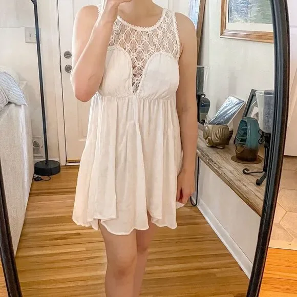 Free People Fiesta Lace Mini Dress White M - Picture 10 of 10